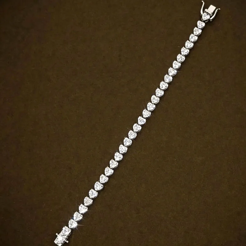 0,5 Karat pro Herzschliff-Labordiamant DEF VS-VVS Tennisarmband aus massivem Platin 950 – Luxuriöses Hochzeits-Feinschmuckgeschenk für Damen – Detail 7