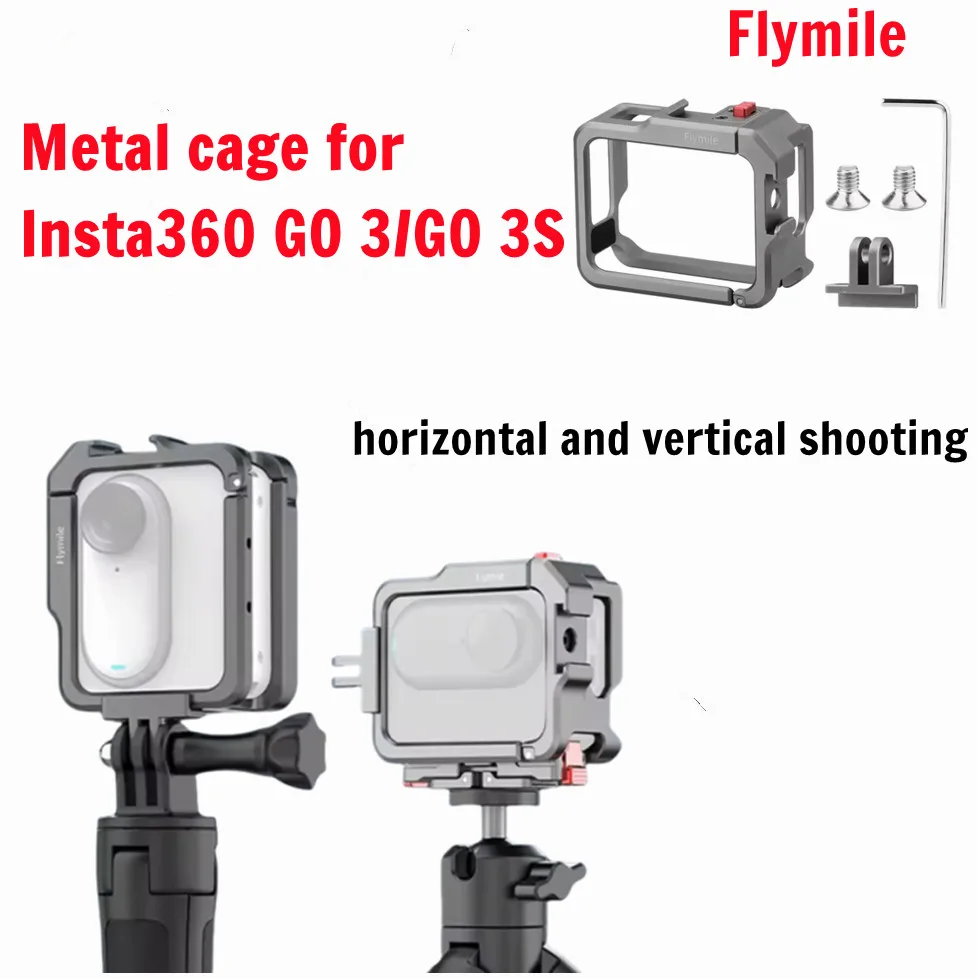

For Insta360 GO 3/GO 3S Flymile Expansion Metal Frame Cold Shoe Protective Bracket Hard Aluminum Alloy Frame Case accessory