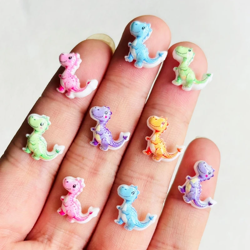 55 Cute Resin Mini Cartoon Colorful Dinosaur Nail Art Flat Bottom DIY Scrapbook Decorative Jewelry A155