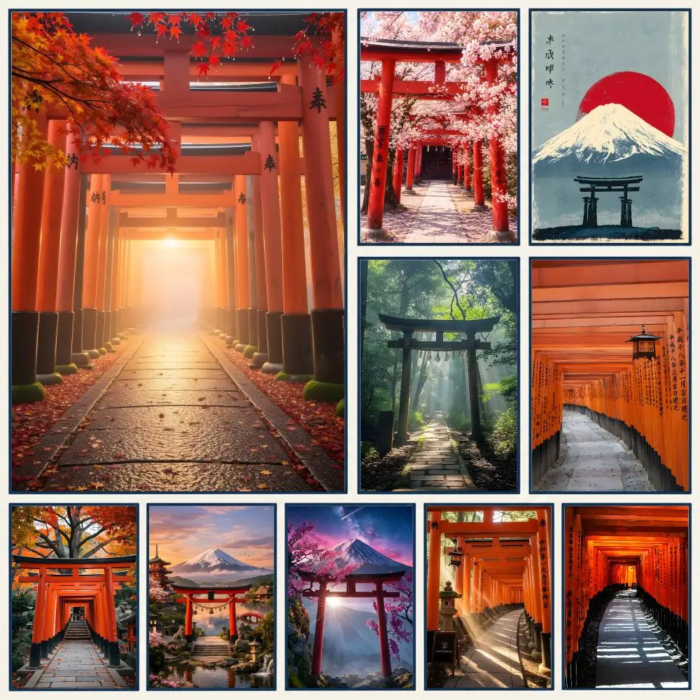 Serene Majestic Art Torii Poster Frameless PP Self Adhesive Aesthetic Room Gift Decor