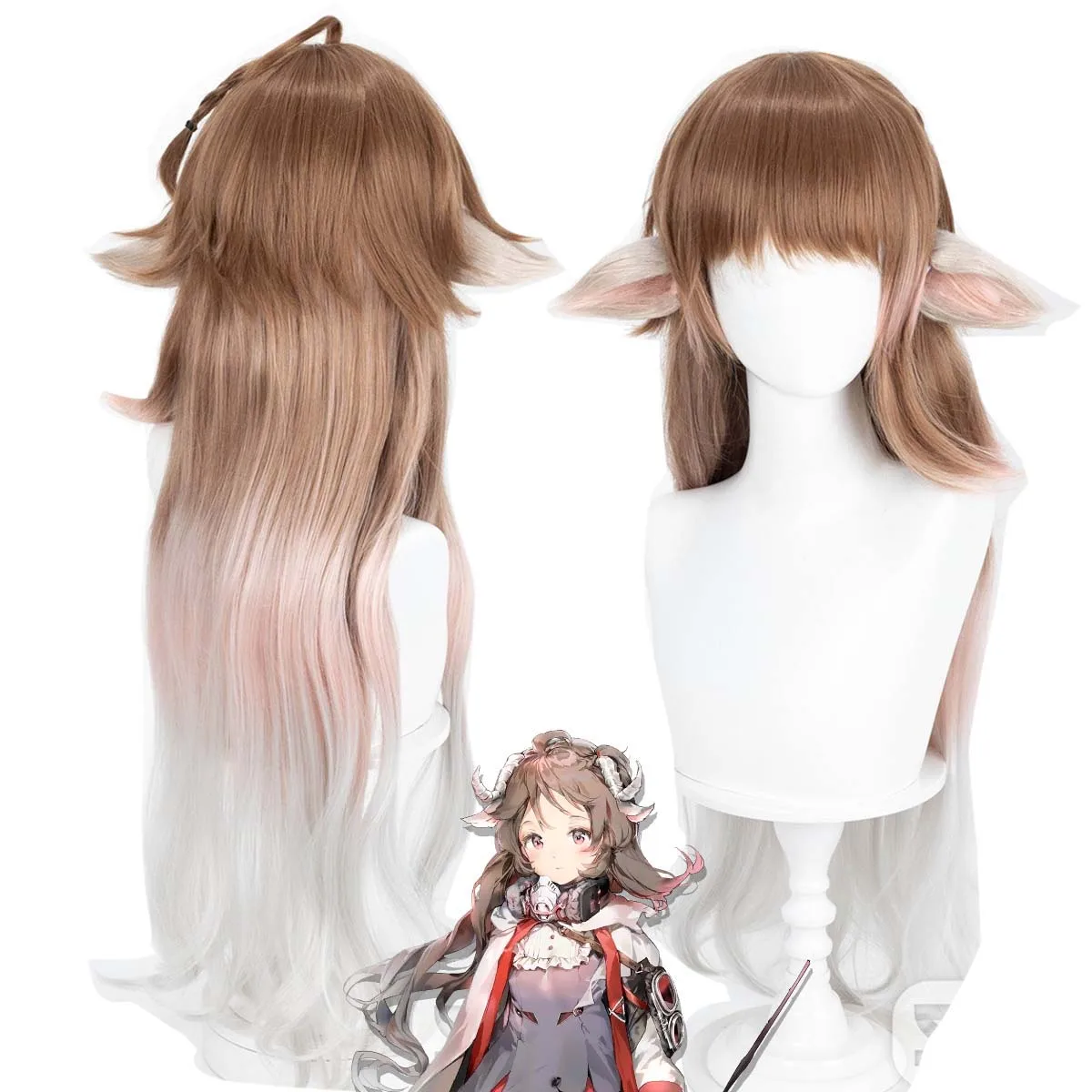 

Парик для женщин на Хэллоуин в стиле Arknights Hvít Eyjafjalla, длинные кудрявые волосы