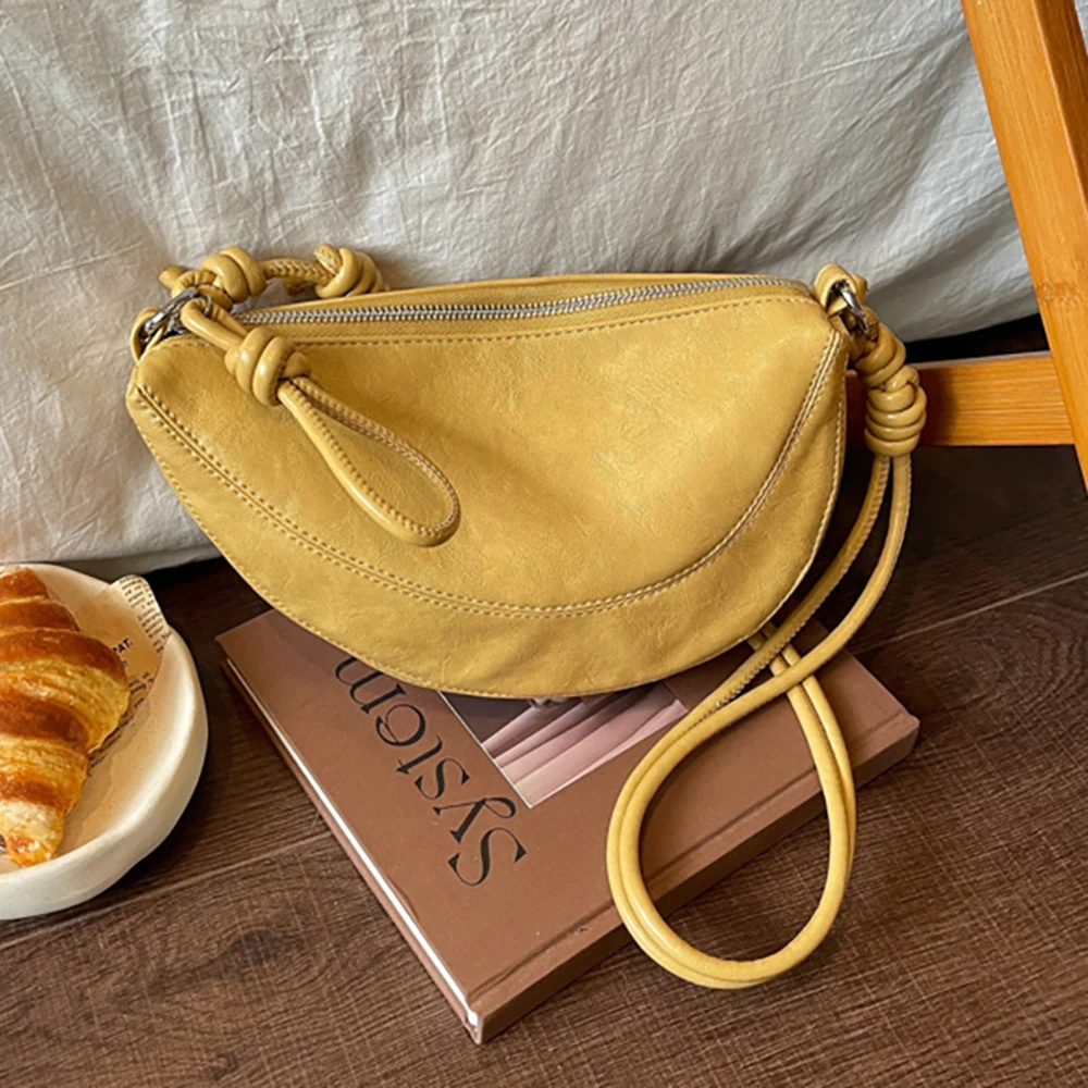 Women's High Grade PU Leather Crossbody Bag Simple Casual Solid Color Soft Shoulder Bags Versatile Commuter Messenger Bags