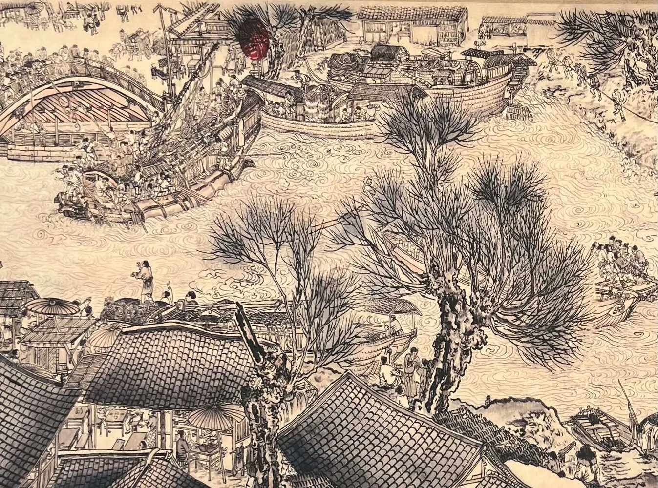 Old Zhang Zeduan - Along the River during Qingming Festival painting Small scrol