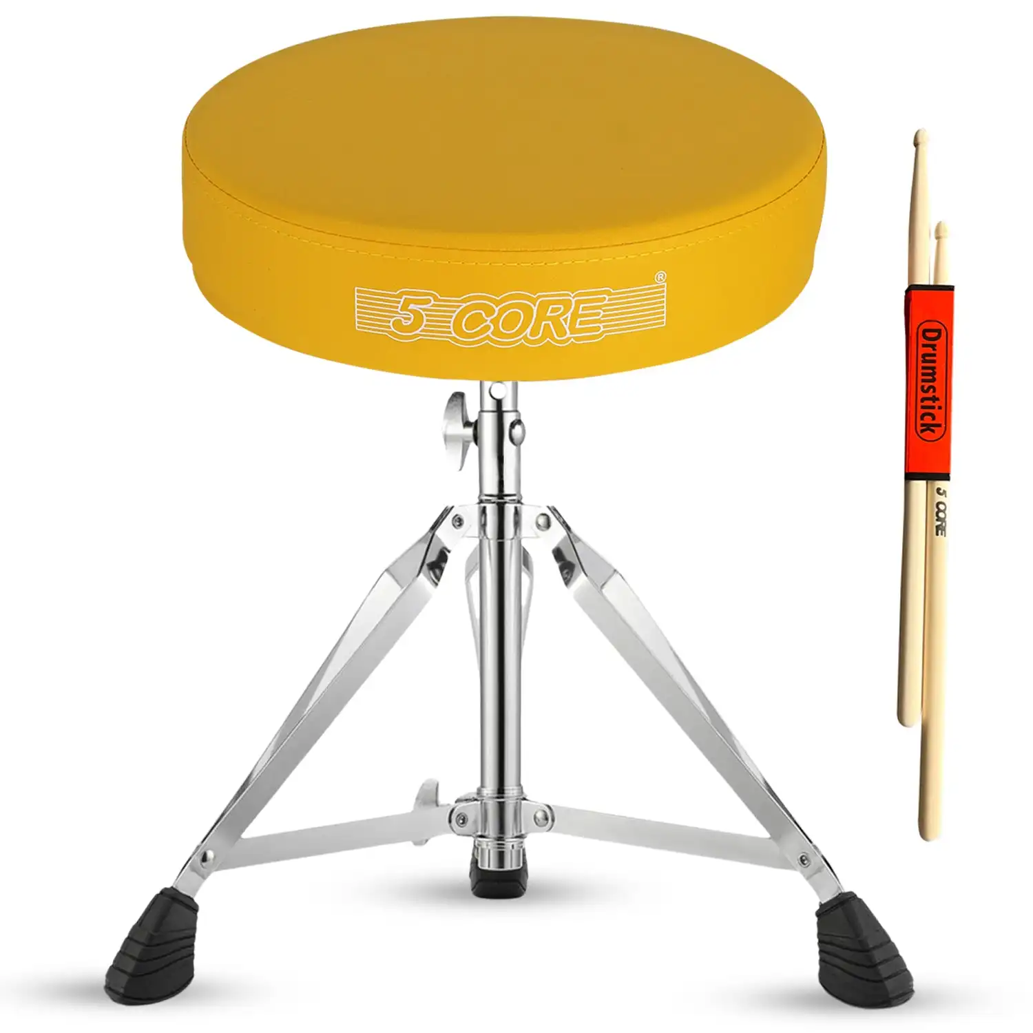 

5 Core Drum Throne Padded Adjustable Guitar Stool Drummer Seat for Adults & Kids DS CH YLW