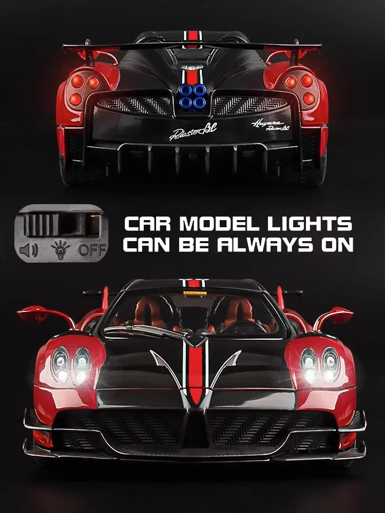 Diecast Grote 1/18 Huayra BC Supercar Legering Diecast Model Auto Geluid & Licht Simulatie Collectie Verjaardagscadeau Speelgoed
