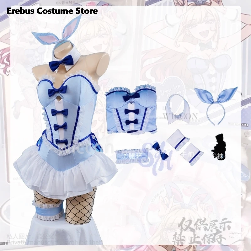 Anime My Dress Up Marin Kitagawa Cosplay Kostuum Kawaii Baby Blue Bunny Meisjes Jumpsuit Konijn Hoofddeksels Mooie Lolita Halloween