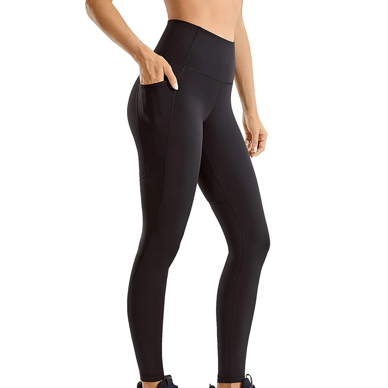 Pantalones de Yoga con bolsillo para mujer, mallas deportivas de cintura alta, elásticas, talla grande, 2xl