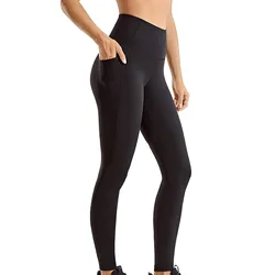 Plus Size Pocket Yoga Pants Women Solid Fitness Sports Leggings High Waist Elastic Gym Tights Female Running Trousers 2xl