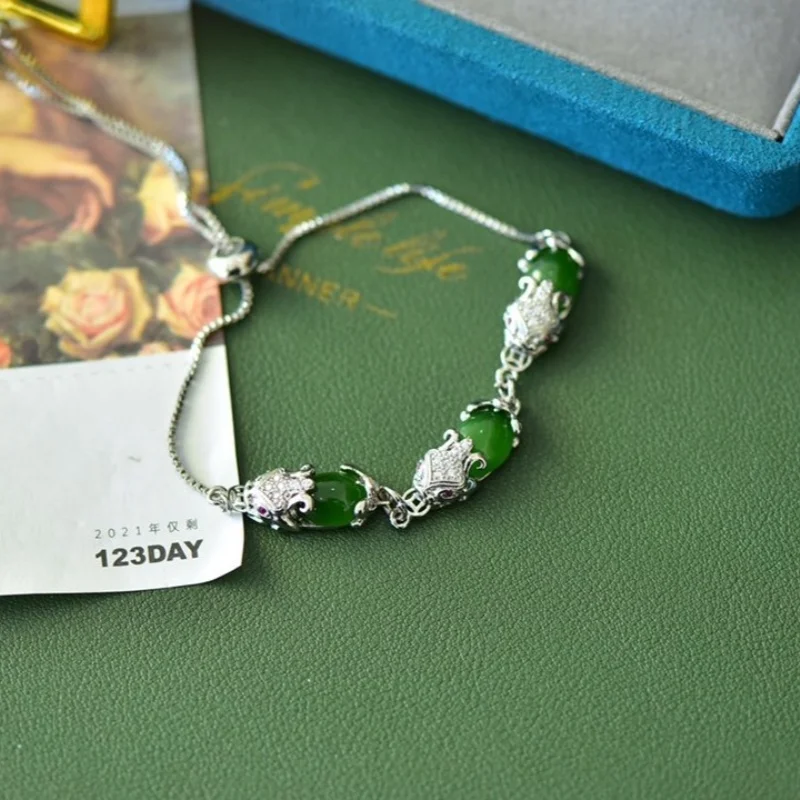 

Copper Inlaid Jasper Pixiu Fashion Bracelet Women's Model