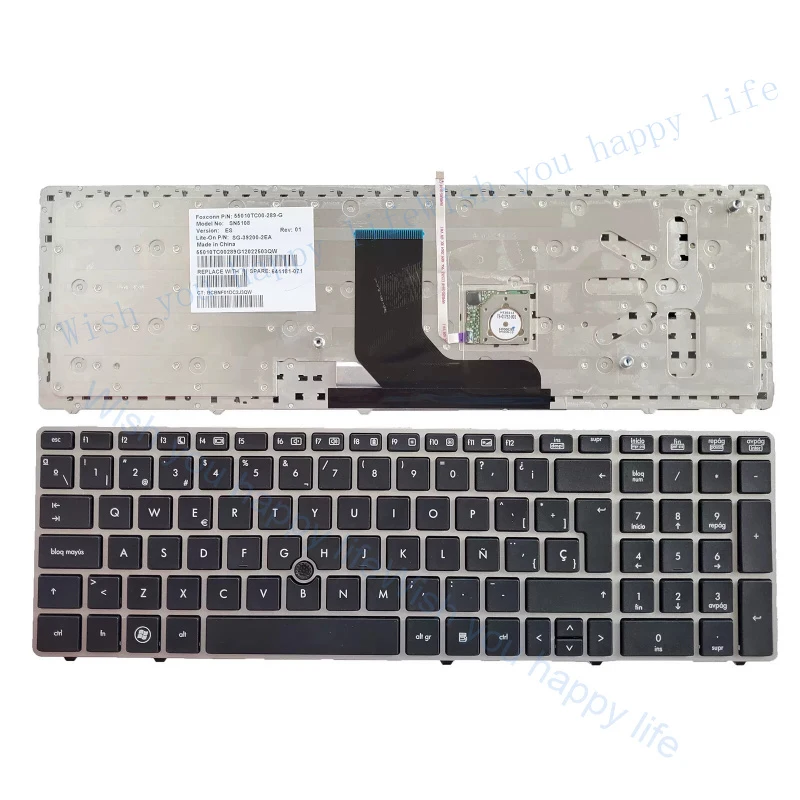v+  Laptop Keyboard w/Track Point for HP 8560p 6560b 6565b Spanish