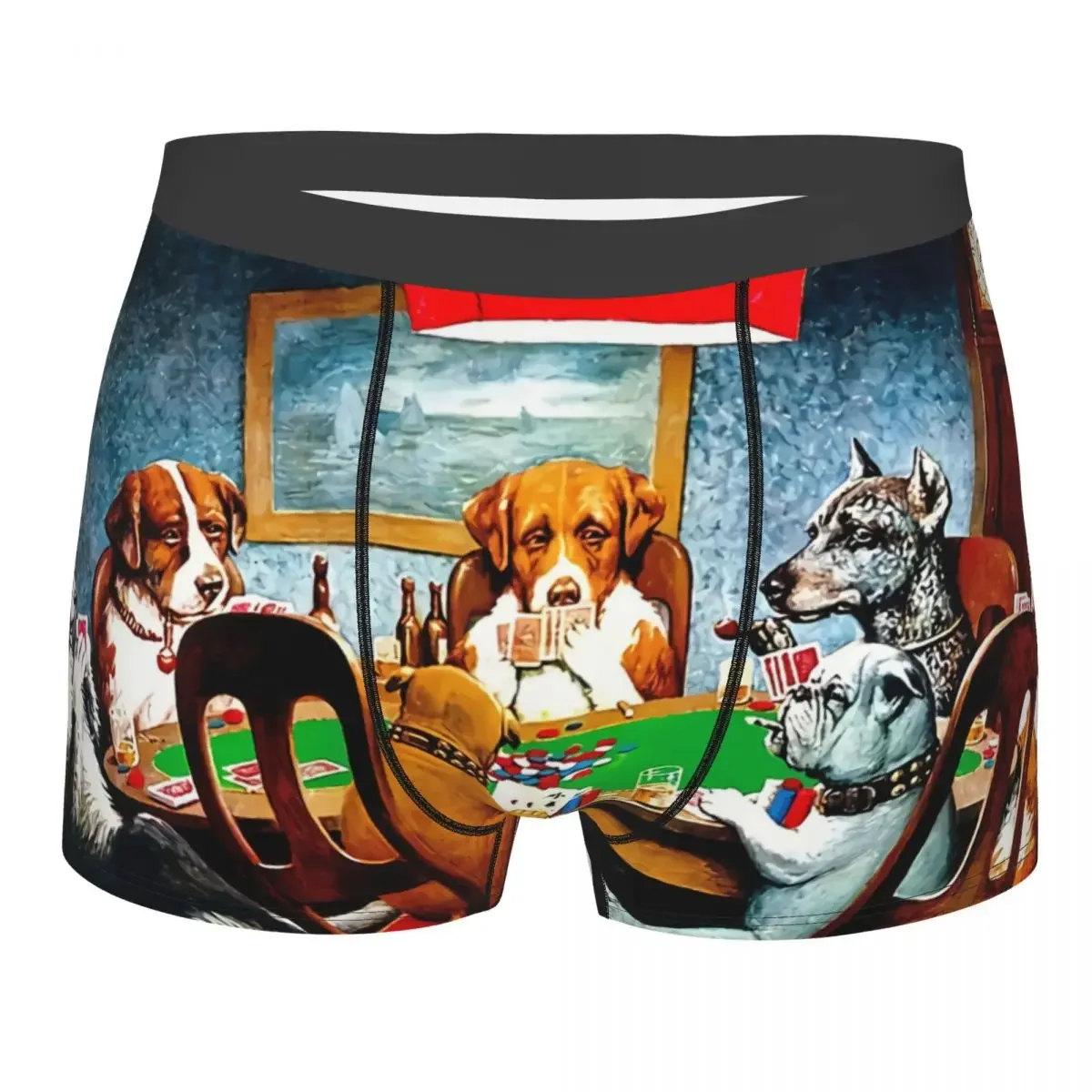 French Bulldog Pet DOGS PLAYING POKER Vintage C M Coolidge Print Underpants Breathbale Panties Male Print Shorts Boxer Briefs