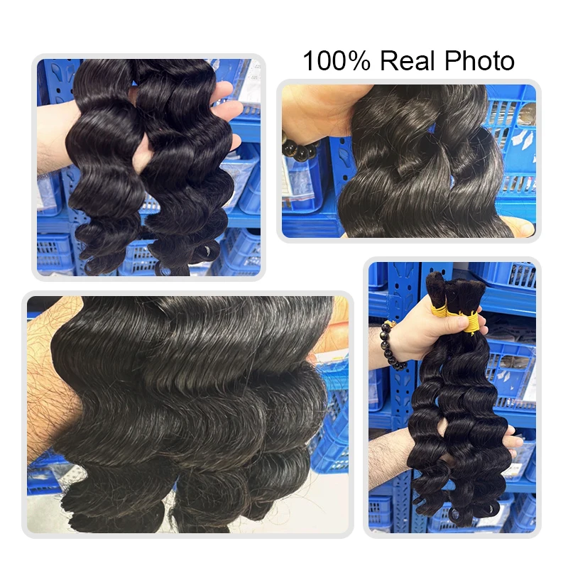 หลวมลึก Braiding Hair สําหรับ Boho Braids 16-26 นิ้ว 100G บราซิล Body Wave Bulk Human Hair Extensions สีดําธรรมชาติ Col