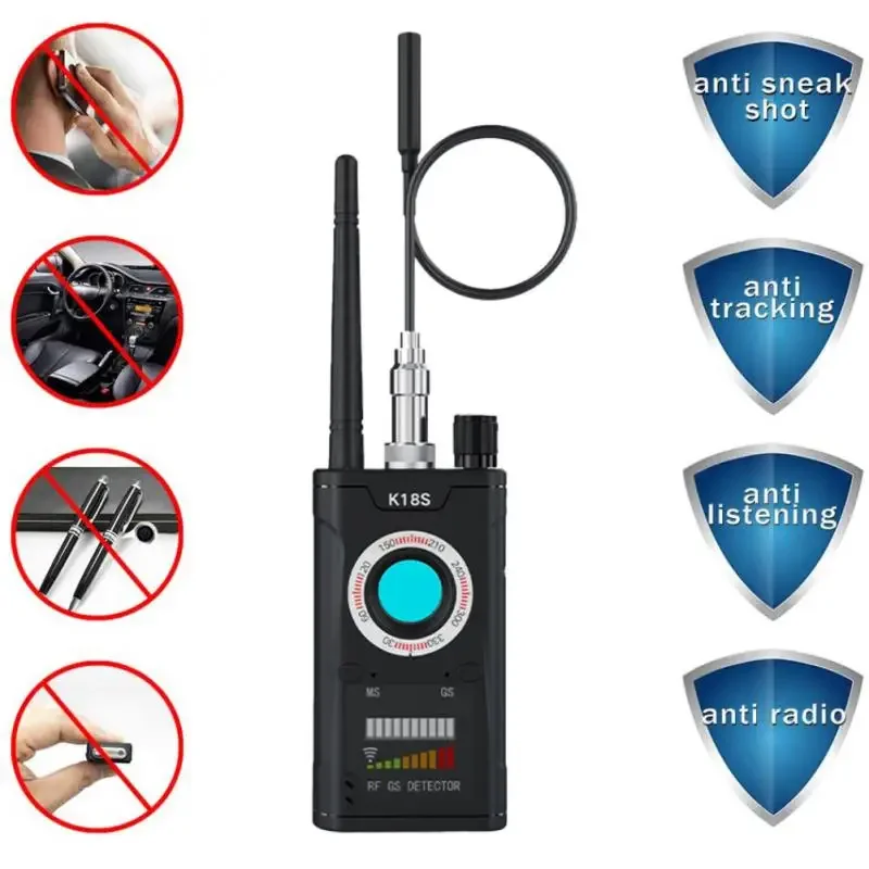 

RF Bug Detector Wifi Camera Finder Anti-Spy Listen Sweeper Phone Bugs Wireless Anti Camera Signal Scanner Device Detector