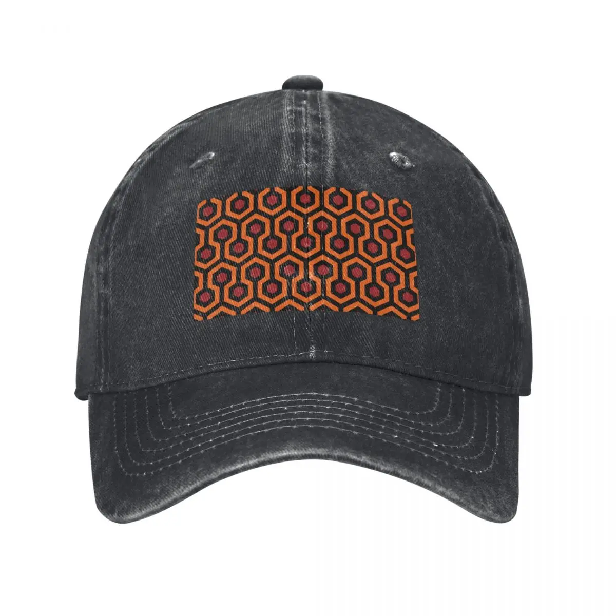 Geometric Pattern: Looped Hexagons: Orange/Red/Black Baseball Cap Anime Fashion Beach New In Hat Man Women's