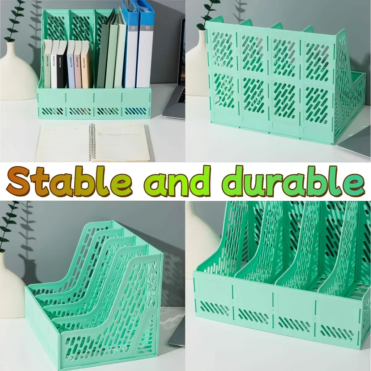 

4 Multi-Layer Desk File Sorter with PP Material: Document Organizer for Office Supplies, Bookshelf and Student Storage Solutions