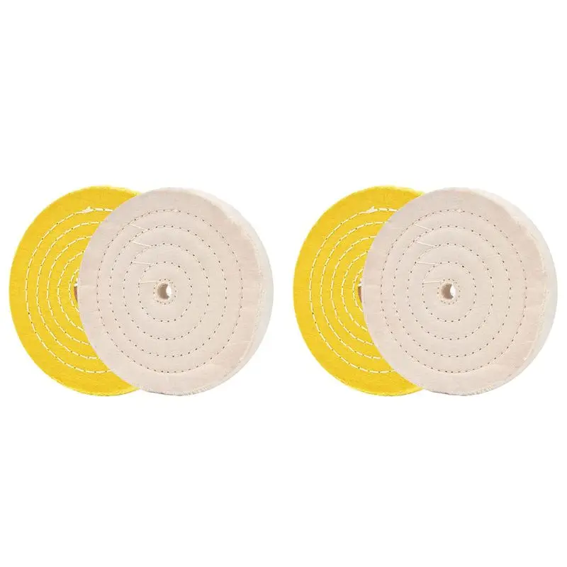 

A84X-4Pcs Polishing Discs Polishing Wheel Kit 150Mm Polishing Wheel Set For Table Buffer Polisher With 12.7Mm Mandrel Hole