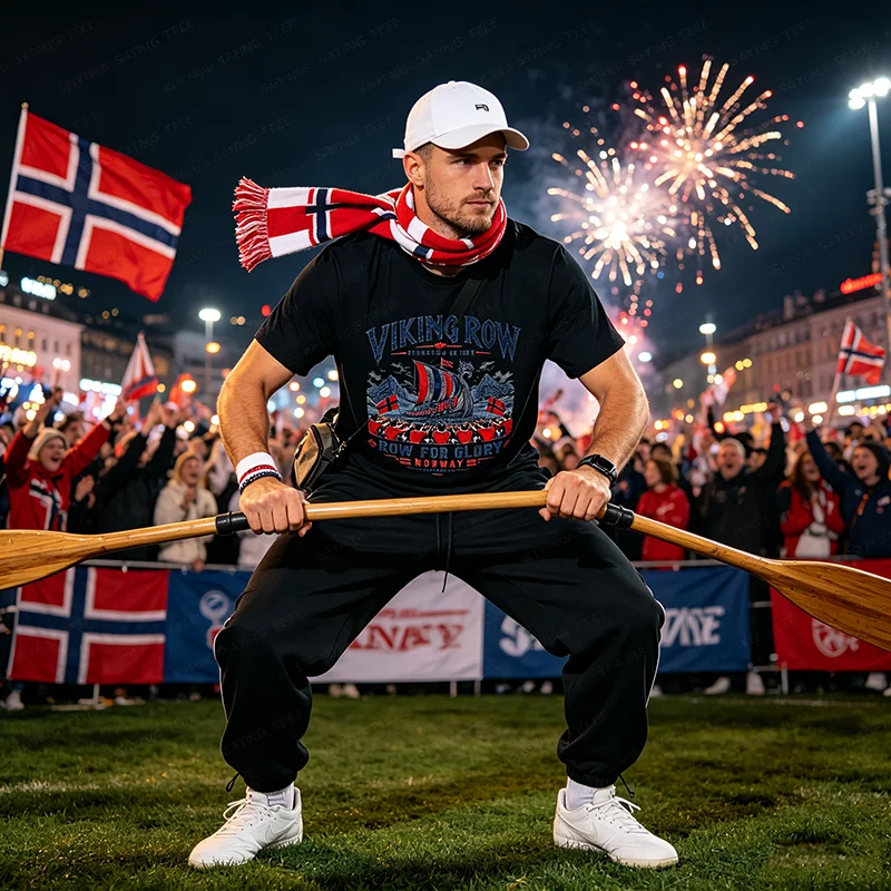 Norwegen Fußball-Liebhaber Viking Row Game Day T-Shirt Y2K Fußball-Saison Spieler Sportbekleidung Grafik Damen Herren Kleidung Neuheit – Detail 5