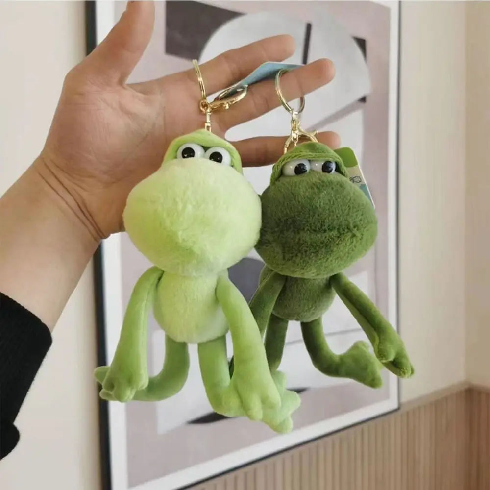 Frog Plush Keychain Soft Cartoon Plush Stuffed Toys Funny Hanging Accessory Car Key Pendant Backpack Decor