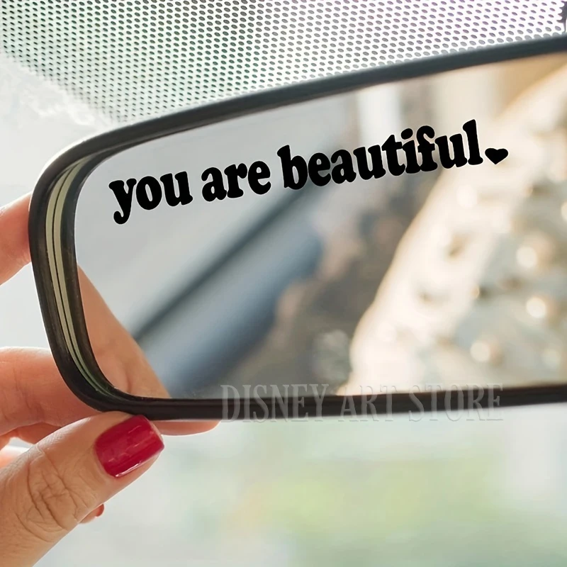 Car Rear View Mirror Vinyl Sticker Decal Boost Your Self-Care Motivational Quotes Decal Cute Girly Car Decor