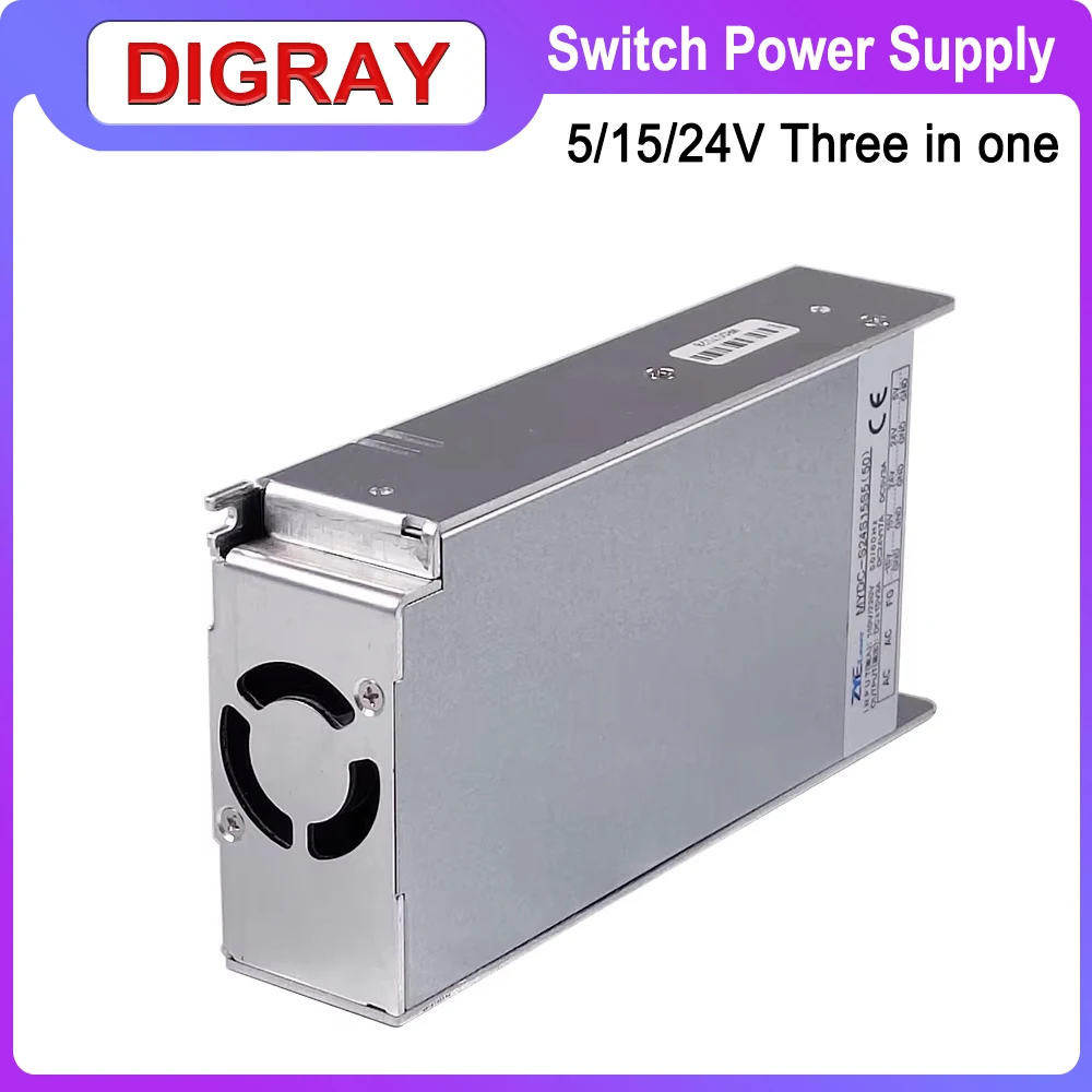 DIGRAY Three-in-one 500W Adjustable Power Supply, Input 110V/220V, Output 24V 17A 15V 3A 5V 3A , Suitable For Laser Machines