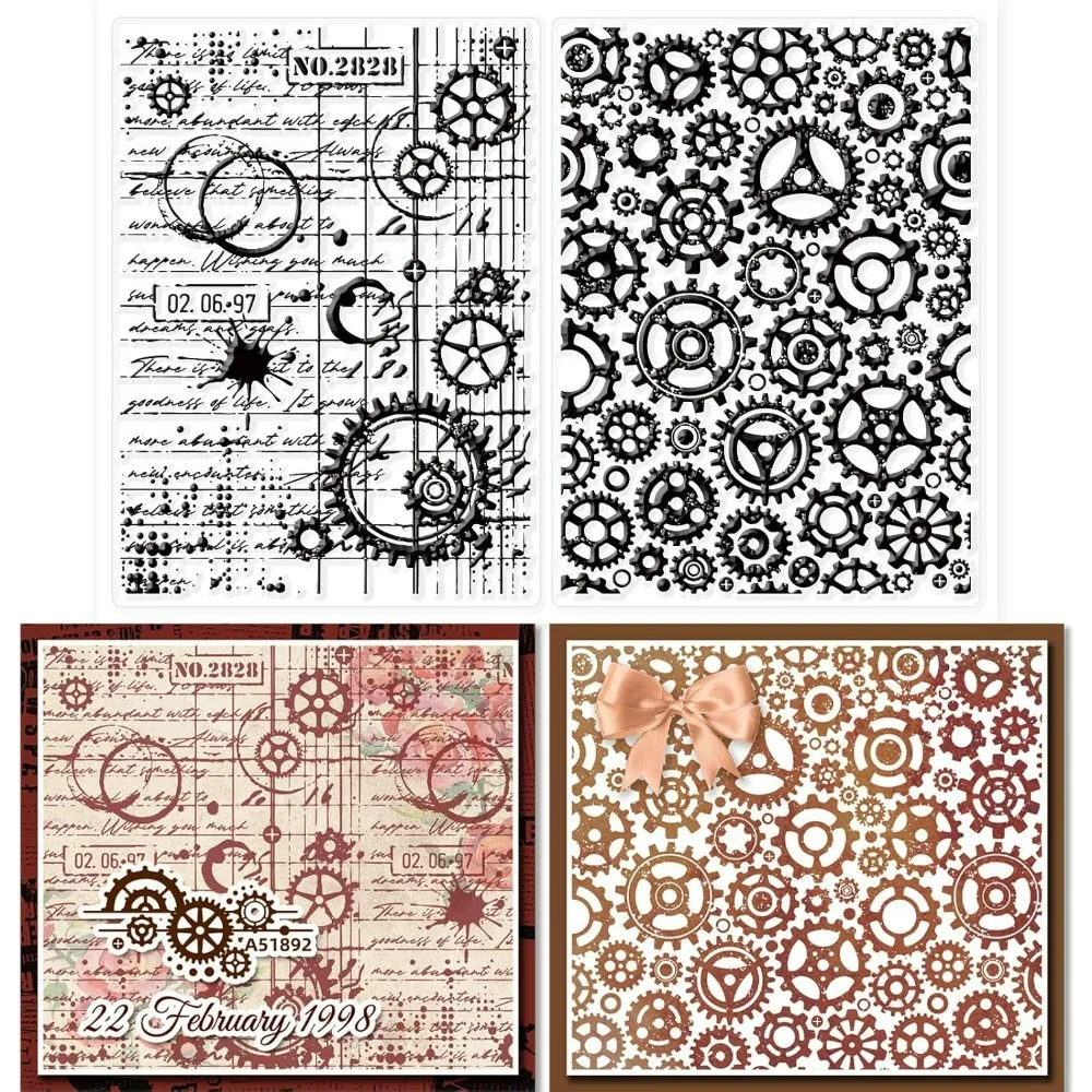 Mechanical Gears Clear Stamp Steampunk Silicone Clear Stamps Vintage Rubber Stamps for Scrapbook Photo Album DIY Card Hand