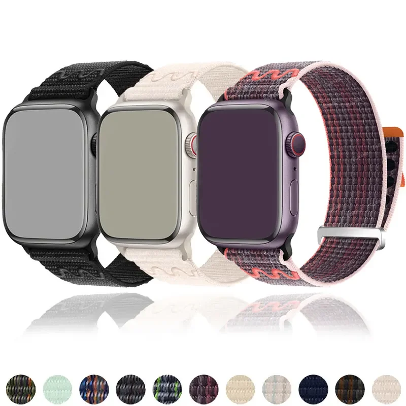 Nylon Loop Strap for Apple Watch Ultra Band 46mm 49mm 45mm 44mm 42mm 41mm 40mm Soft Durable Bracelets iwatch SE 10 9 8 7 6 5 4 3