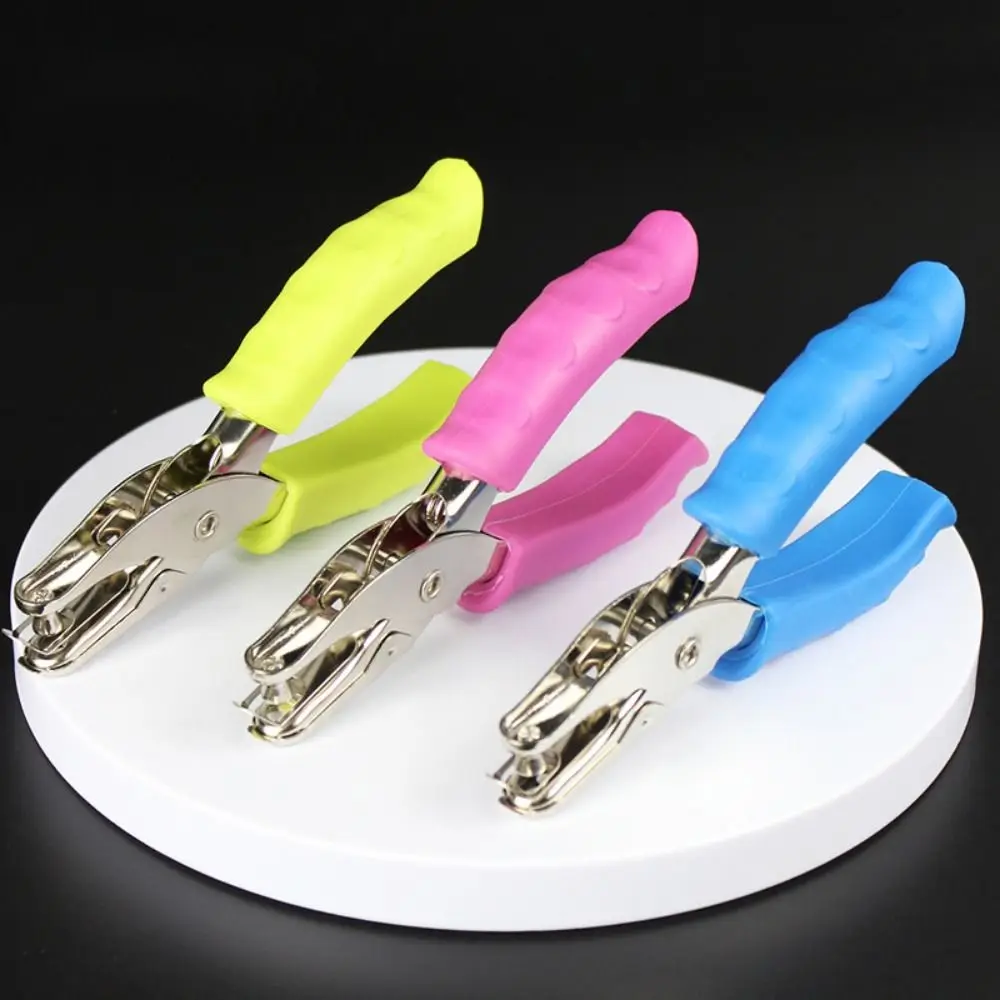 2Pcs 3/6mm Single Hole Punching Machine Creative Portable Handheld Hole Punch Rubber Handle 3 Color Available Mini Paper Puncher
