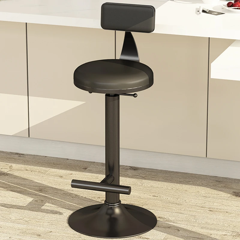 Minimalistic Design Bar Chairs Round Metal Swivel Black Adjustable Bar Stools Velvet Modern Tabourets De Bar Salon Furniture