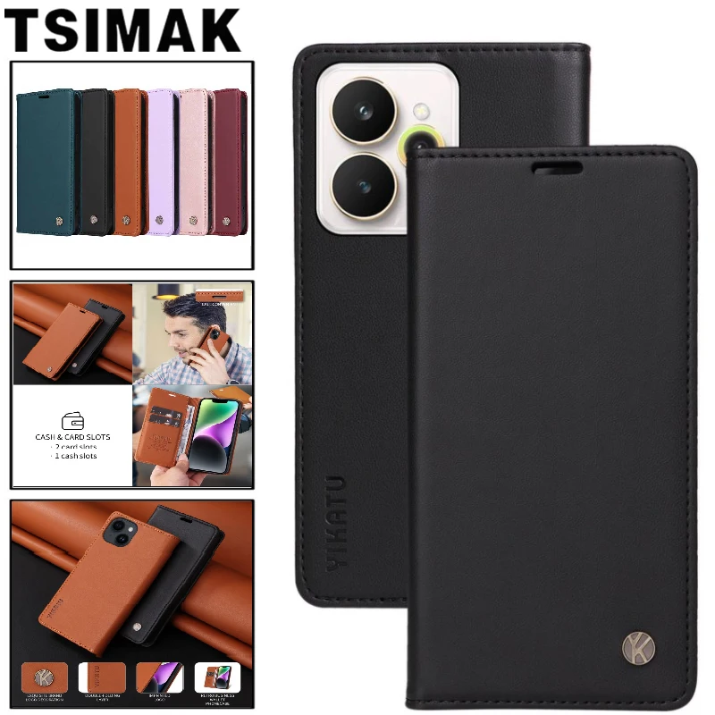 Business Flip Wallet Case für Realme 15 14 Pro Plus 14Pro 14T 14X T Realme 14 Pro+ 5G Starke Magnet Leder Kartenhalter Abdeckung