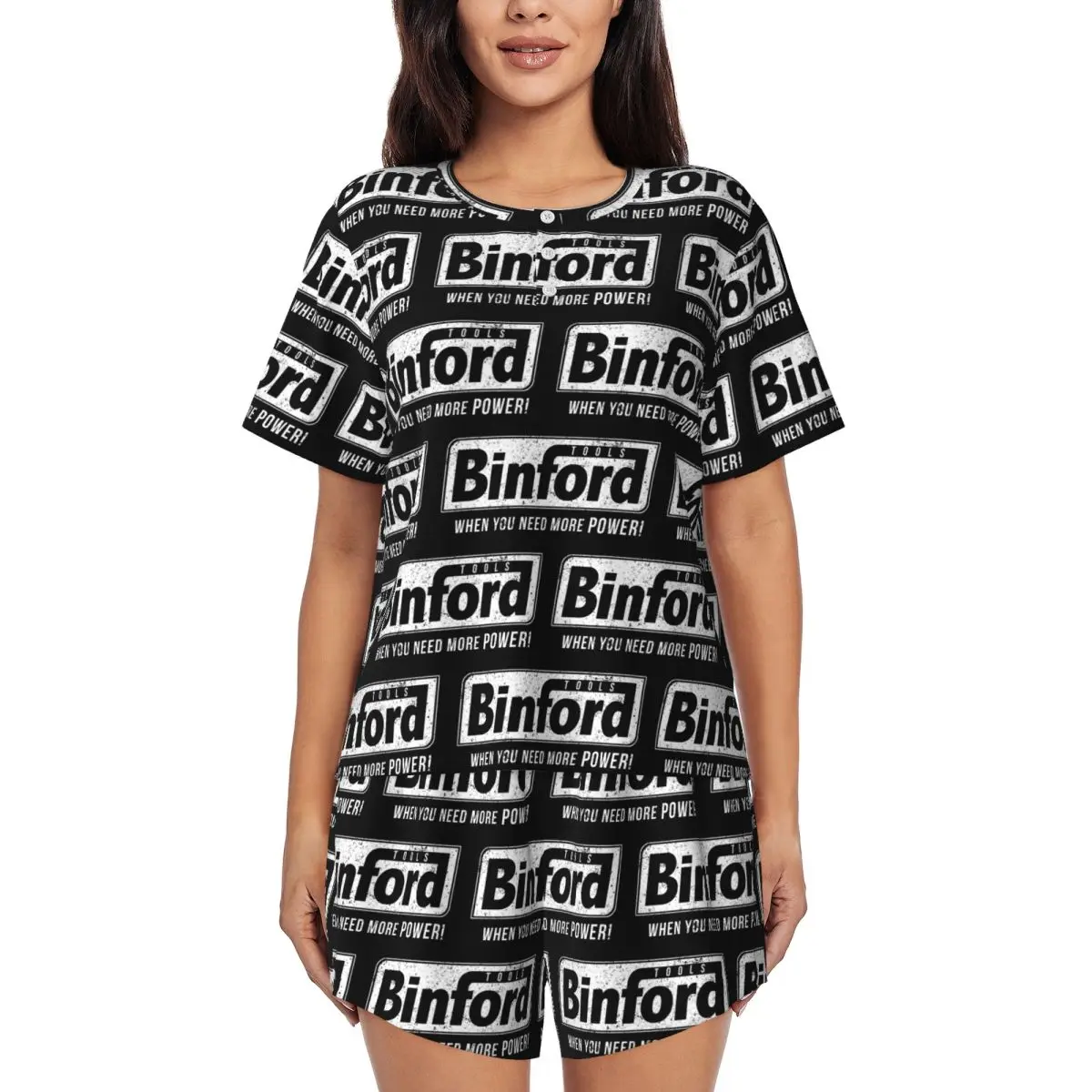 

Binford Tools Round Neck Short Sleeves Nightdress for Sleeping Sleepshirts Women Loose Pajama Set Short Pants