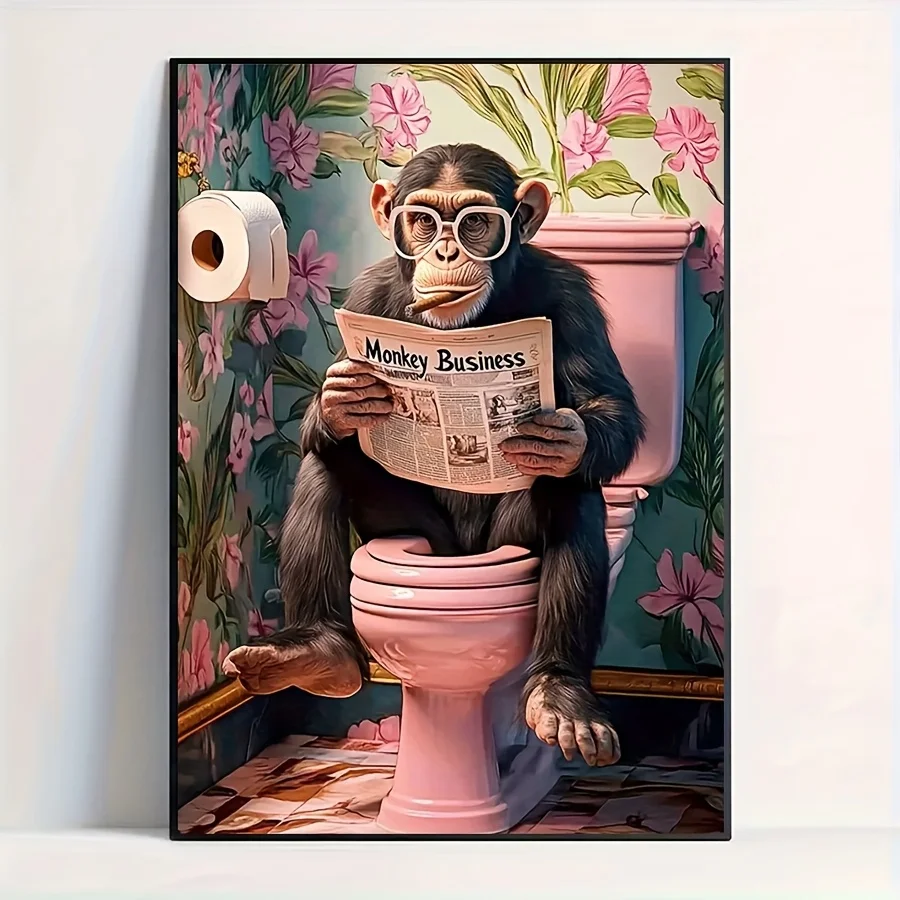 Animal 5D Diamond Mosaic Gorilla Reading Newspaper Full Round/Square DIY Diamond Painting Complete Kit Home Decoration Frameless