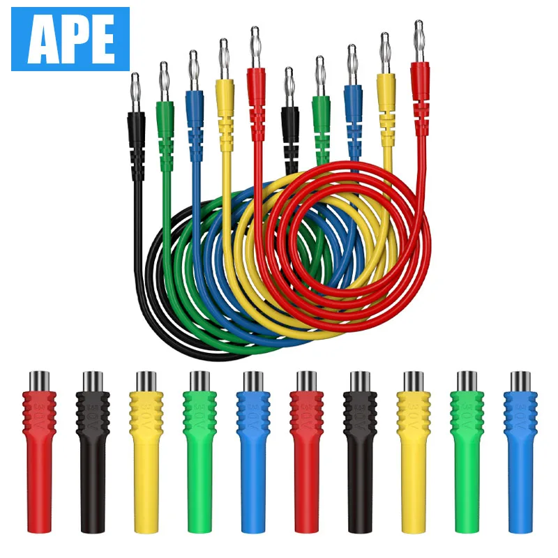 Magnetic Test Leads Kit 4mm Banana to Banana Plug Test Leads with Magnetic Connectors，5 Colors Flexible Jumper Test Wire Set