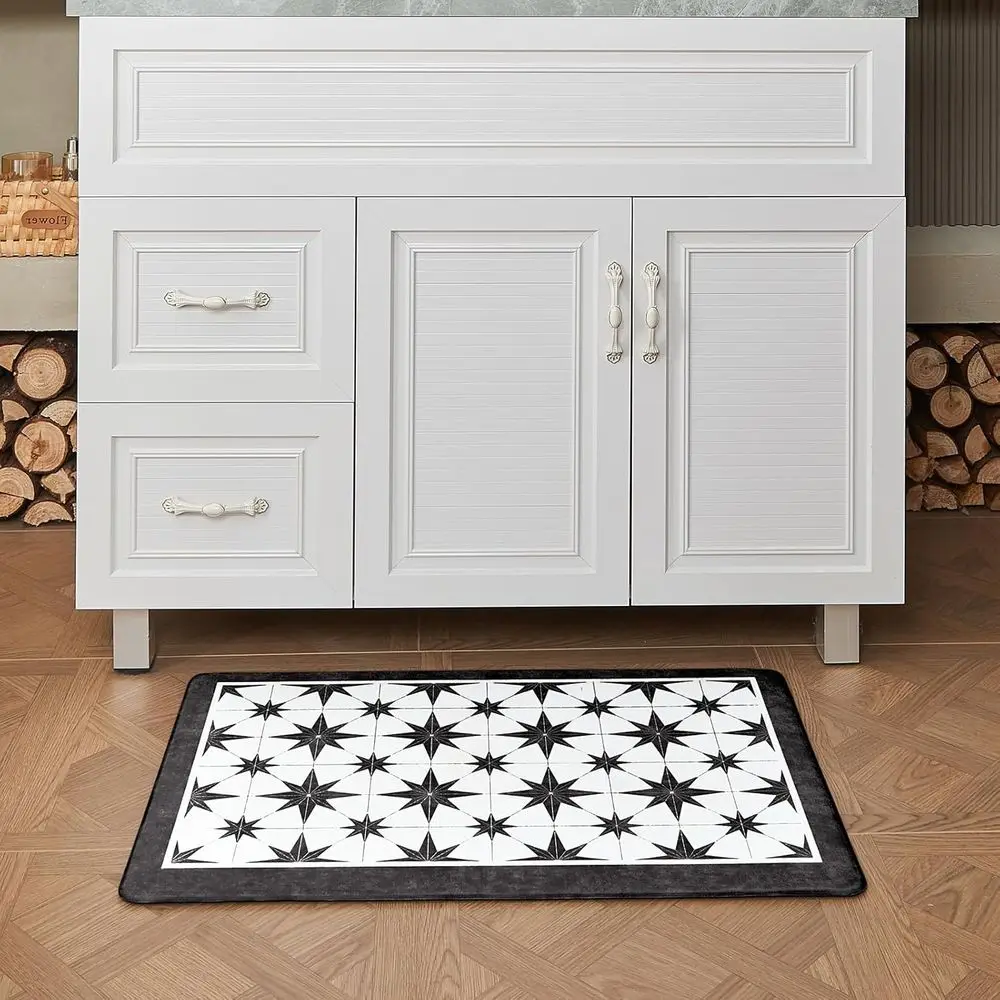 Kitchen Rugs Set of 2, Anti-atigue, 17.3x27.6+17.3x47.2 | Waterproo Cushioned Rug, Non Slip Memory Foam Standing Mat for Sink, S