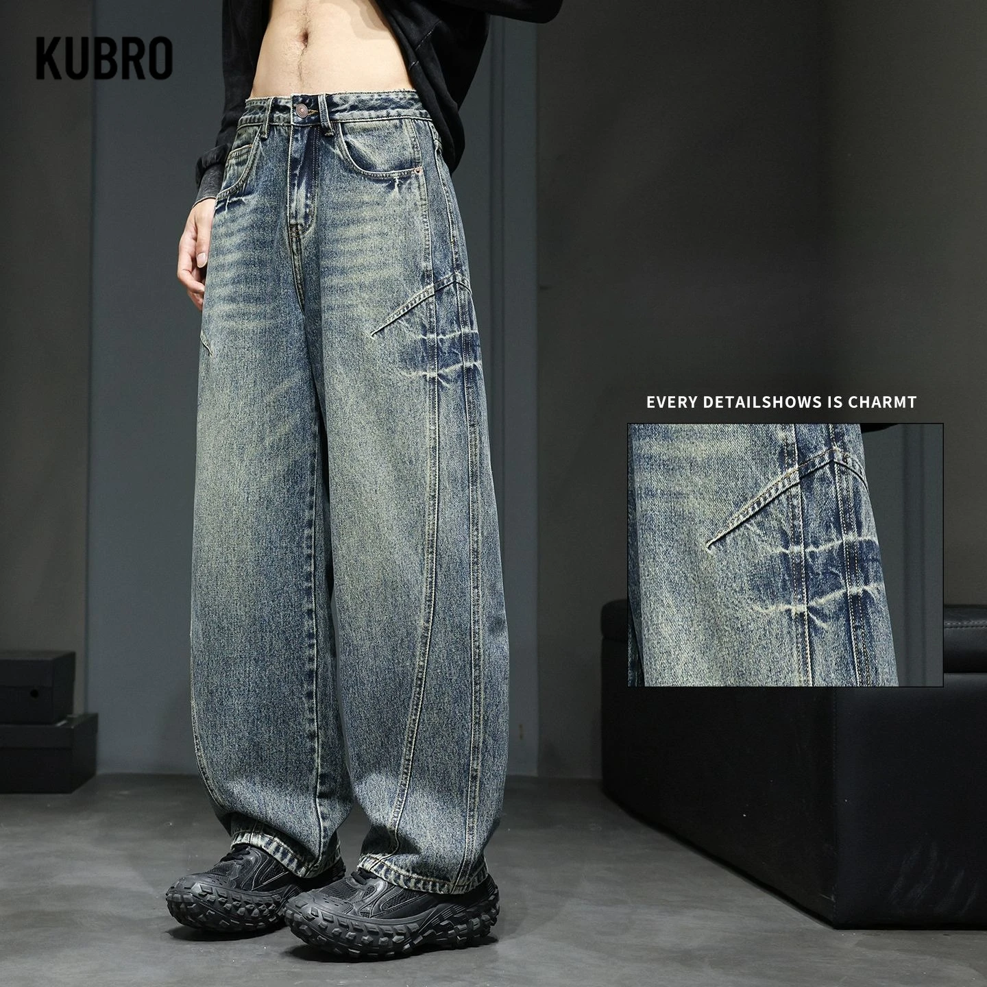 

Деконструированные потертые джинсы большого изогнутого кроя в американском стиле. Мужские модные брендовые свободные прямые широкие повседневные мужские джинсы.