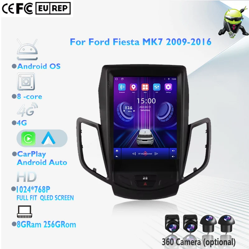 

9.7" HD Android 15 Auto Car radio For Ford Fiesta 2009-2016 Autoradio Multimedia player 2din GPS navi Stereo RDS Screen NO DVD