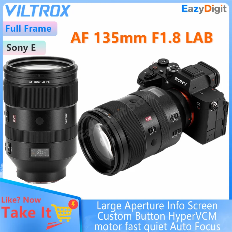 

Объектив VILTROX AF 135mm F1.8 LAB FE с большой апертурой и автофокусом для полнокадровых камер Sony E, с мотором HyperVCM, информационным экраном и настраиваемой кнопкой