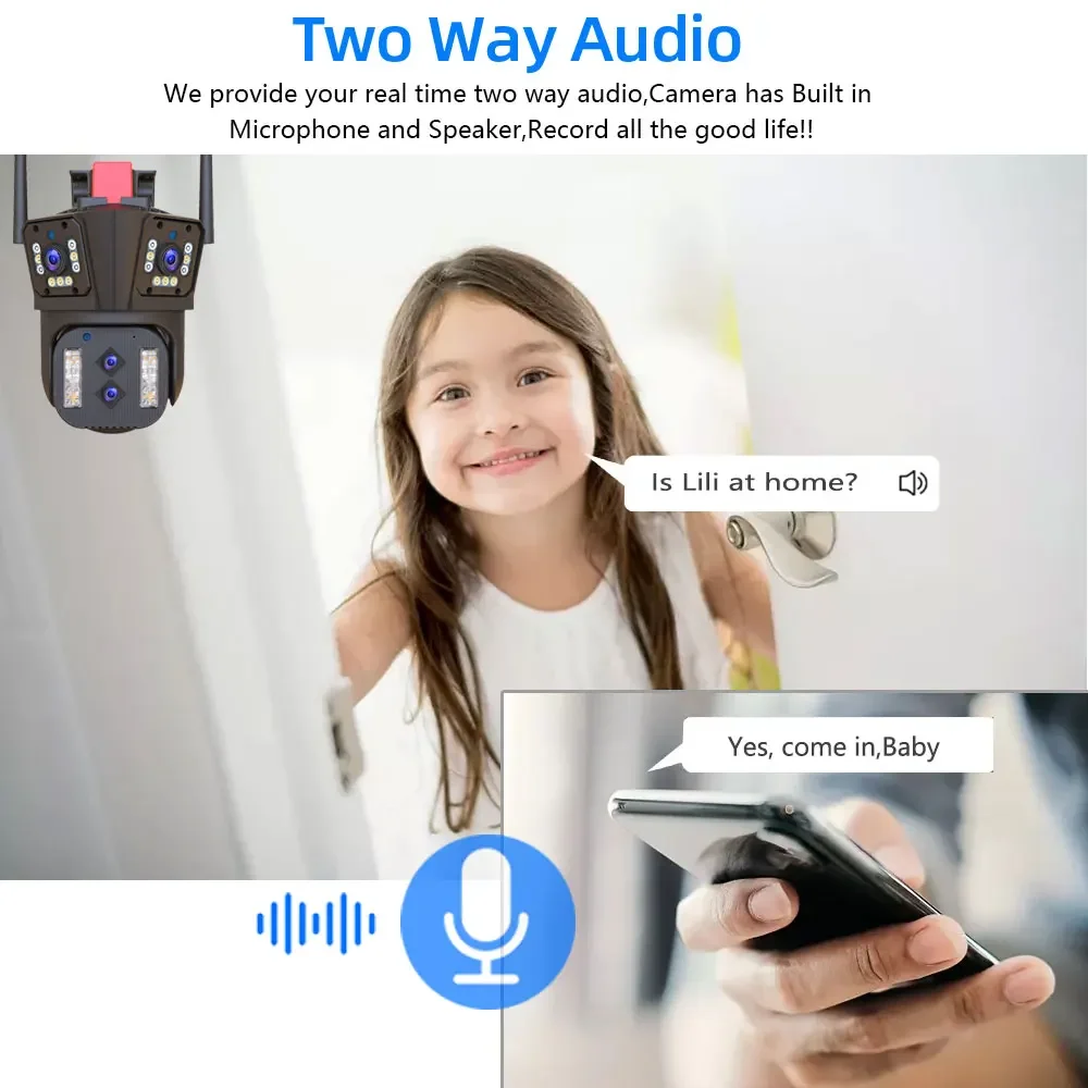 8K 16MP أربعة عدسة واي فاي كاميرا متحركة 10X التكبير AI السيارات تتبع الصوت في الهواء الطلق 8MP الأمن CCTV كاميرا مراقبة IP IPC360 المنزل #2