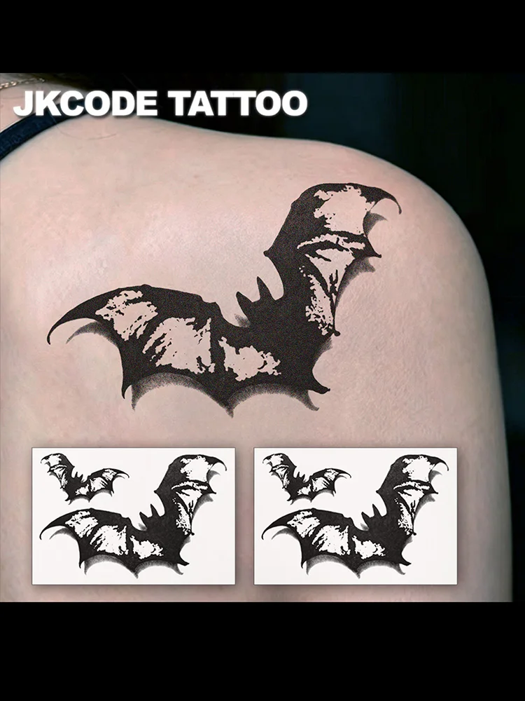 2 Realistic Halloween 3D Bat Temporary Tattoos, Stylish and Fashionable Shoulder Tattoo Stickers, Dark Gothic Tattoos, Waterproof Tattoos for Men and Women, Simple Colorful Printed Tattoo Stickers, Washable Party Tattoo Stickers, Lasts for 3-5 Days