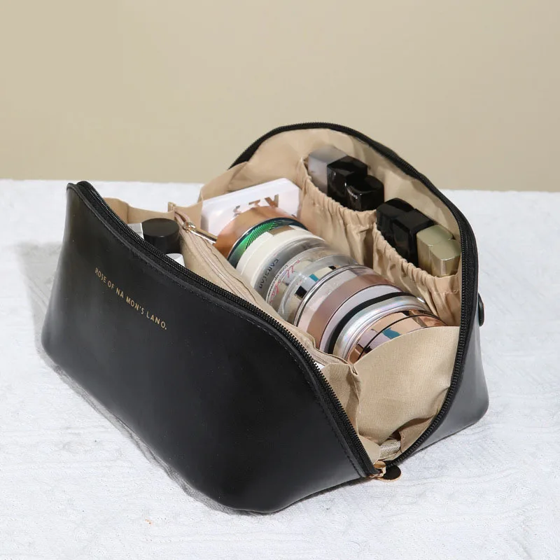 Large Capacity Cosmetic Bag Cosmetic Storage Bag PU Leather Portable Travel Toiletry Bag Women Cosmetic Bag Toiletries Organizer