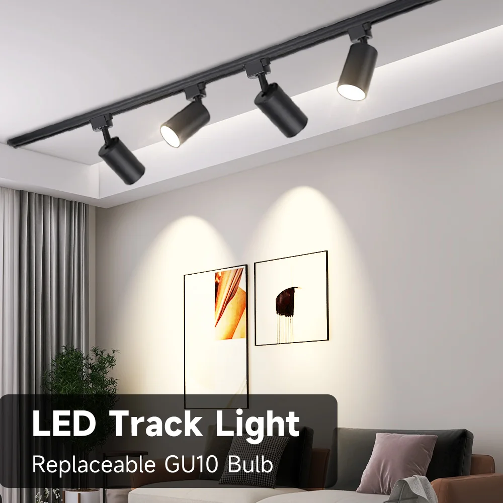 GU10 LED Track Light Full Sets Ceiling Lighting Indoor Kitchen Lamp LED Spotlight for Living Room Store Decor Ceiling Spot Light