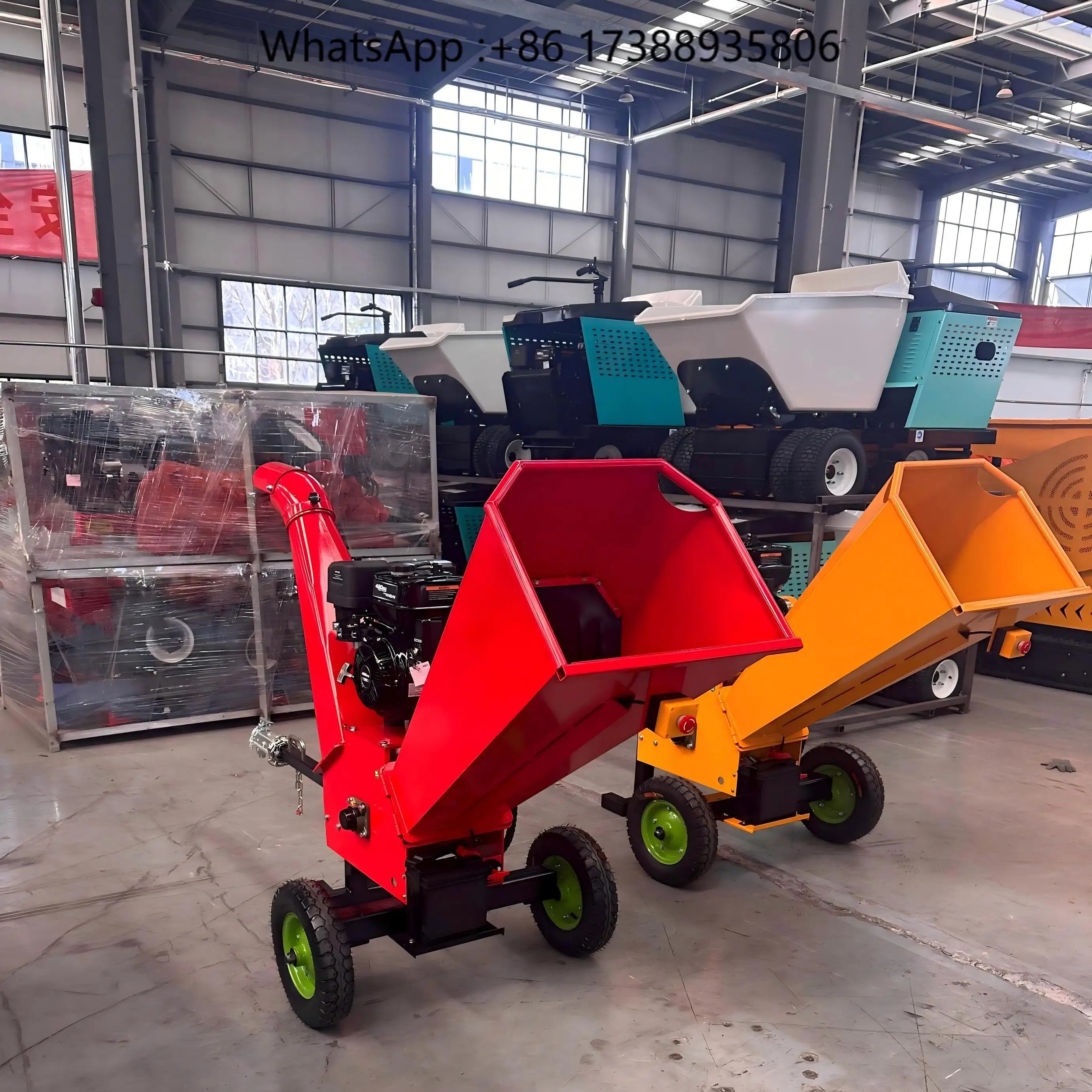 15HP Wood Chipper Shredder Mobile Garden Branch Crusher Small Wood Mulcher for Tree Branch Leaf Crushing