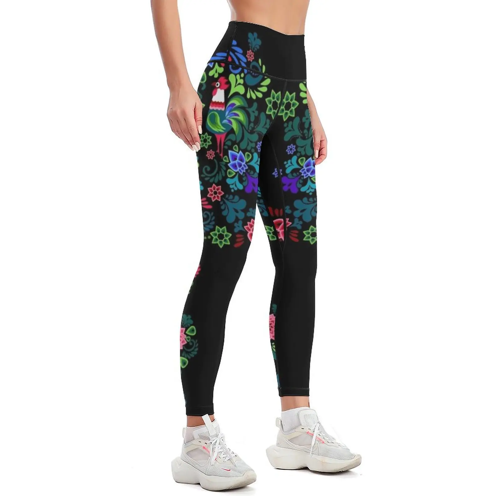 Botanical Rooster Collection - Black Leggings gym womans sports woman gym Clothing fitness push up tights for Womens Leggings