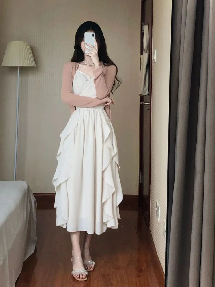 Abito da festa vintage patchwork di alta qualità da donna con scollo a V e volant Cami Chic Dress Fashion 2025 Abito da sera da club