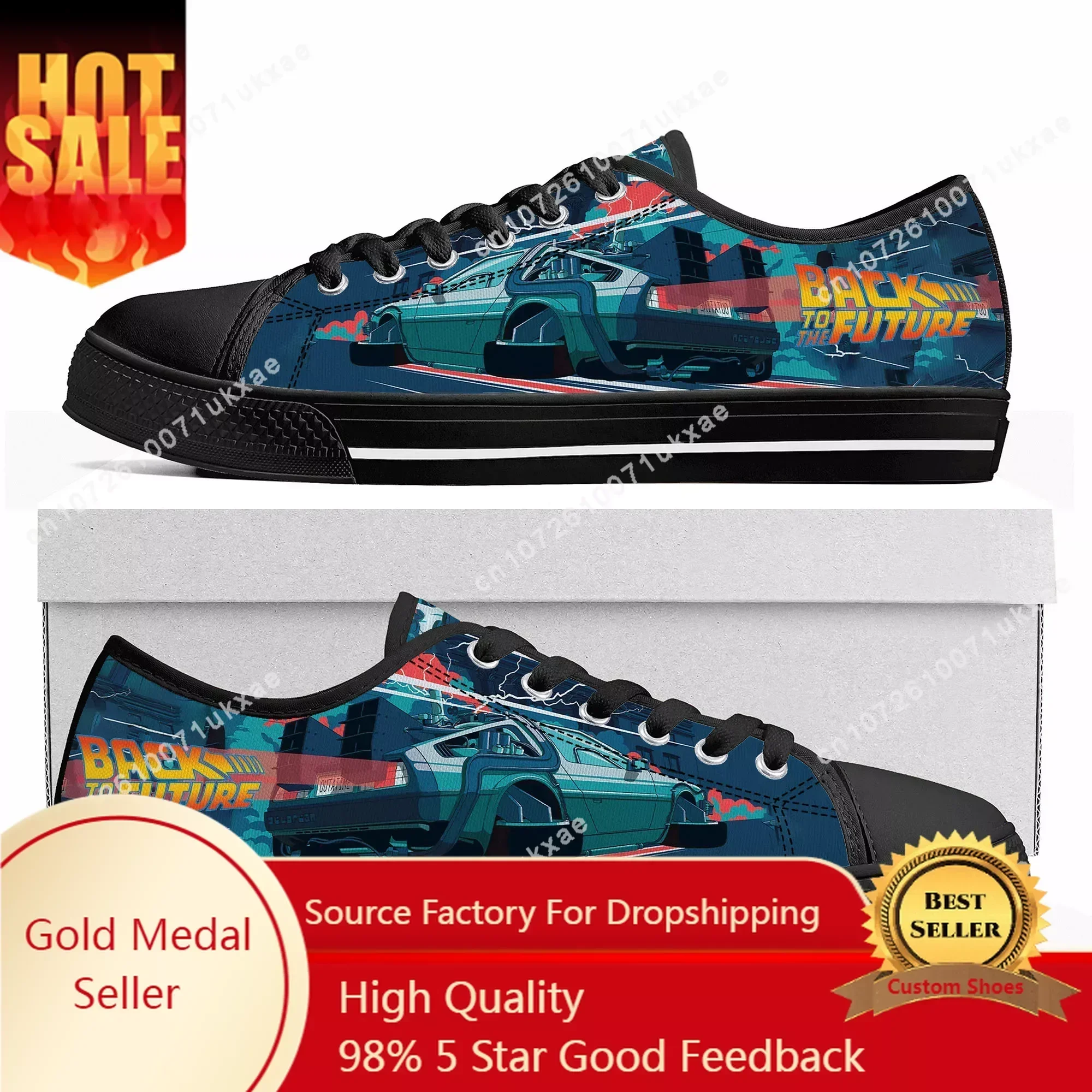 Back To The Future Delorean Low Top Sneakers Mens Womens Teenager Canvas Sneaker Casual Custom Made Shoes Customize Shoe