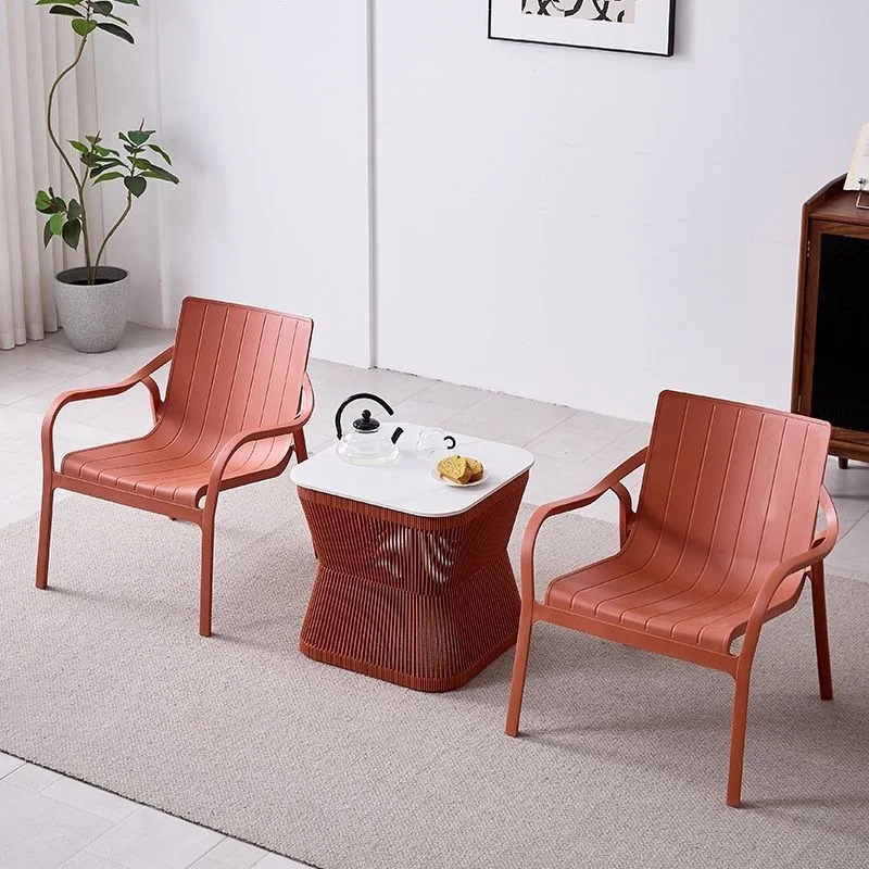 HYS courtyard table and chair three-piece set, household open-air balcony, outdoor leisure beach chair can be stacked