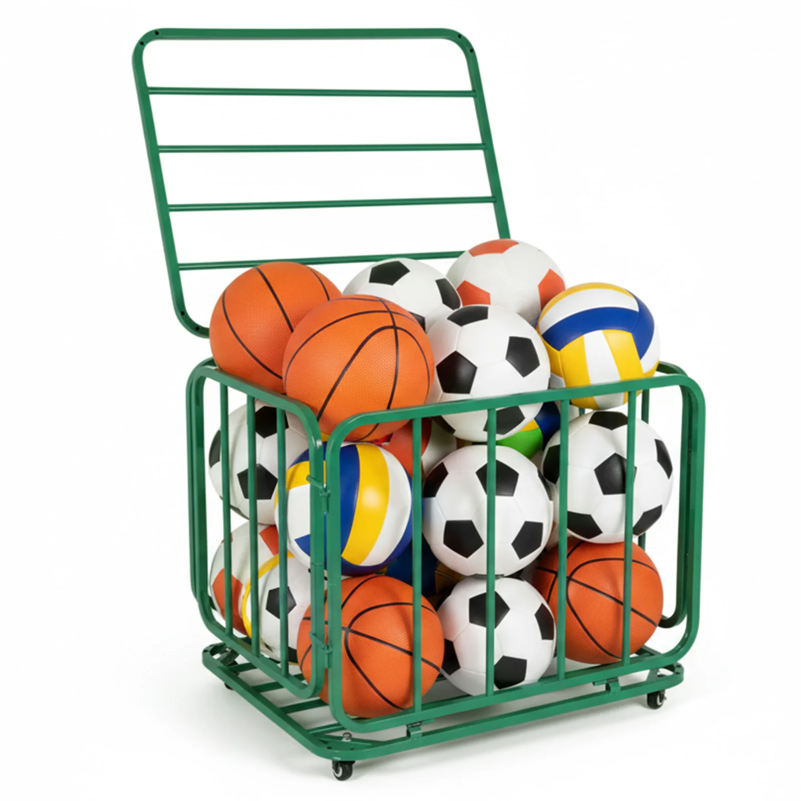 

Basketball Or Volleyball Storage Ball Cart with Wheels Rolling Sports Ball Cart for Garage Club Or Gym