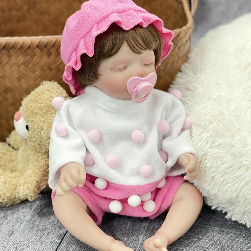 45cm Reborn Sleeping Rosalie Zacht handgeworteld haar 3D-huid met aderen Collectible Art Doll