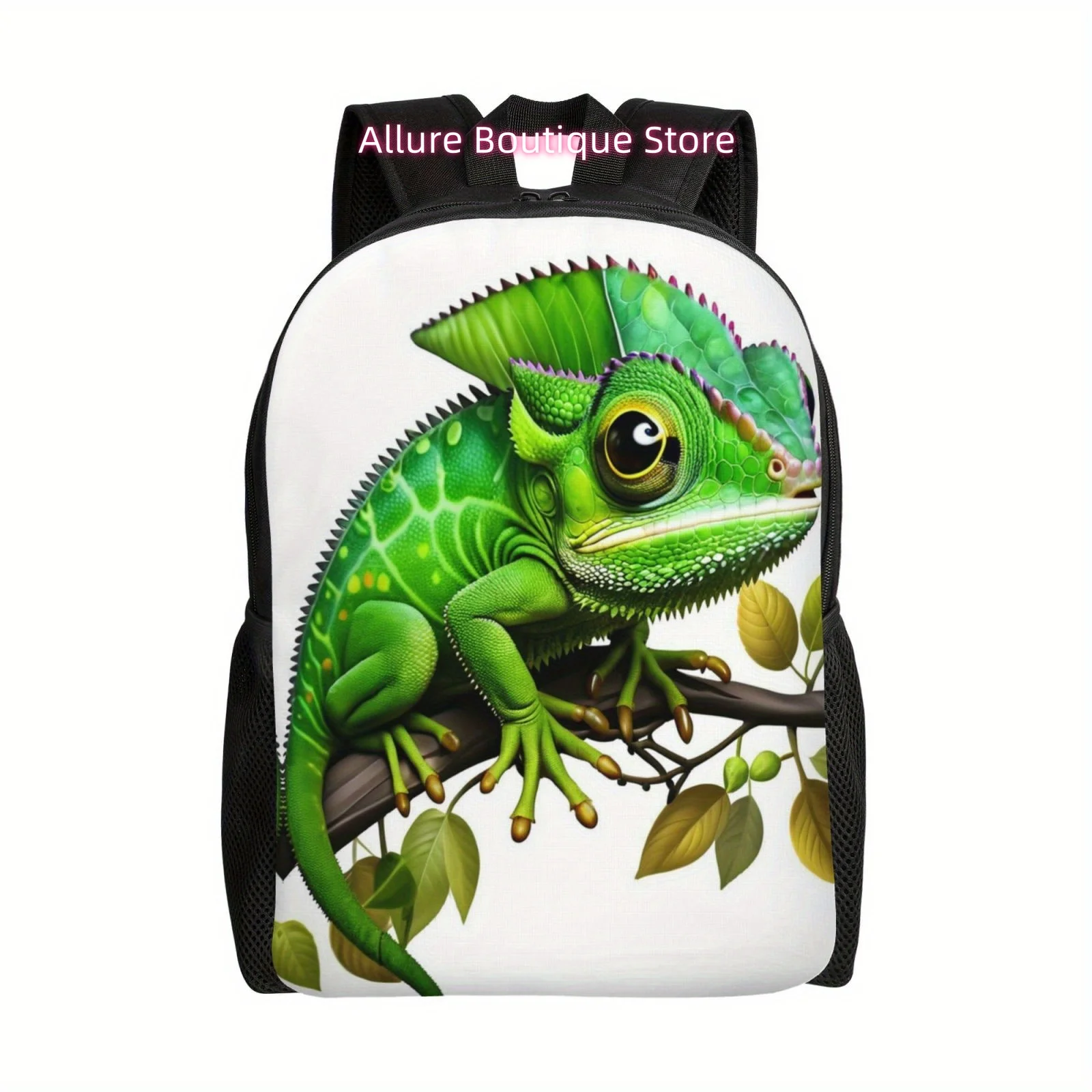 Chameleon Print Lightweight Backpack - Adjustable, Large Capacity for School, Work, Travel & Sports