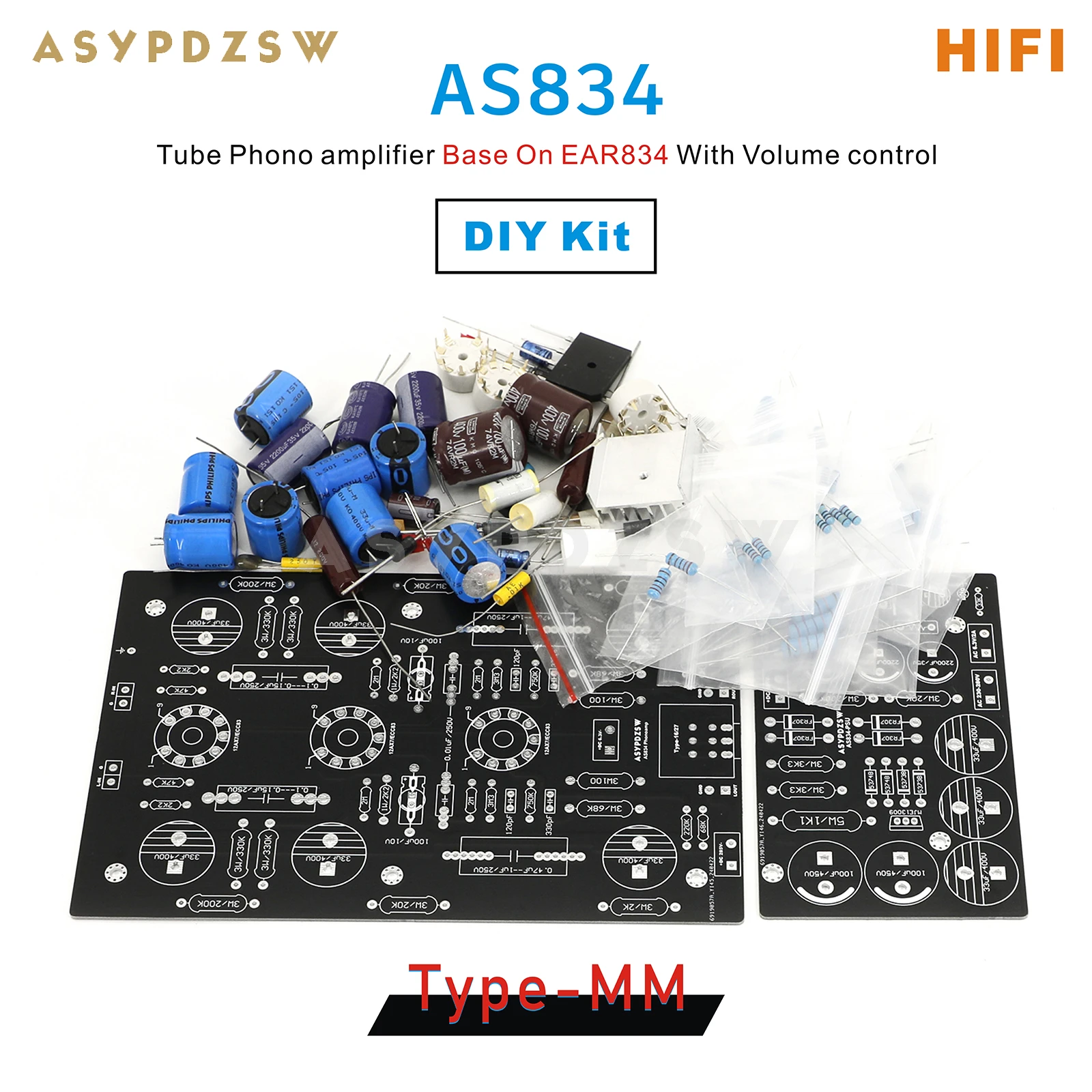 طقم مضخم صوت لأنبوب DIY ، لوح نهائي ، بدون أنبوب ، HIFI MM RIAA tundles ، AS834 AS834