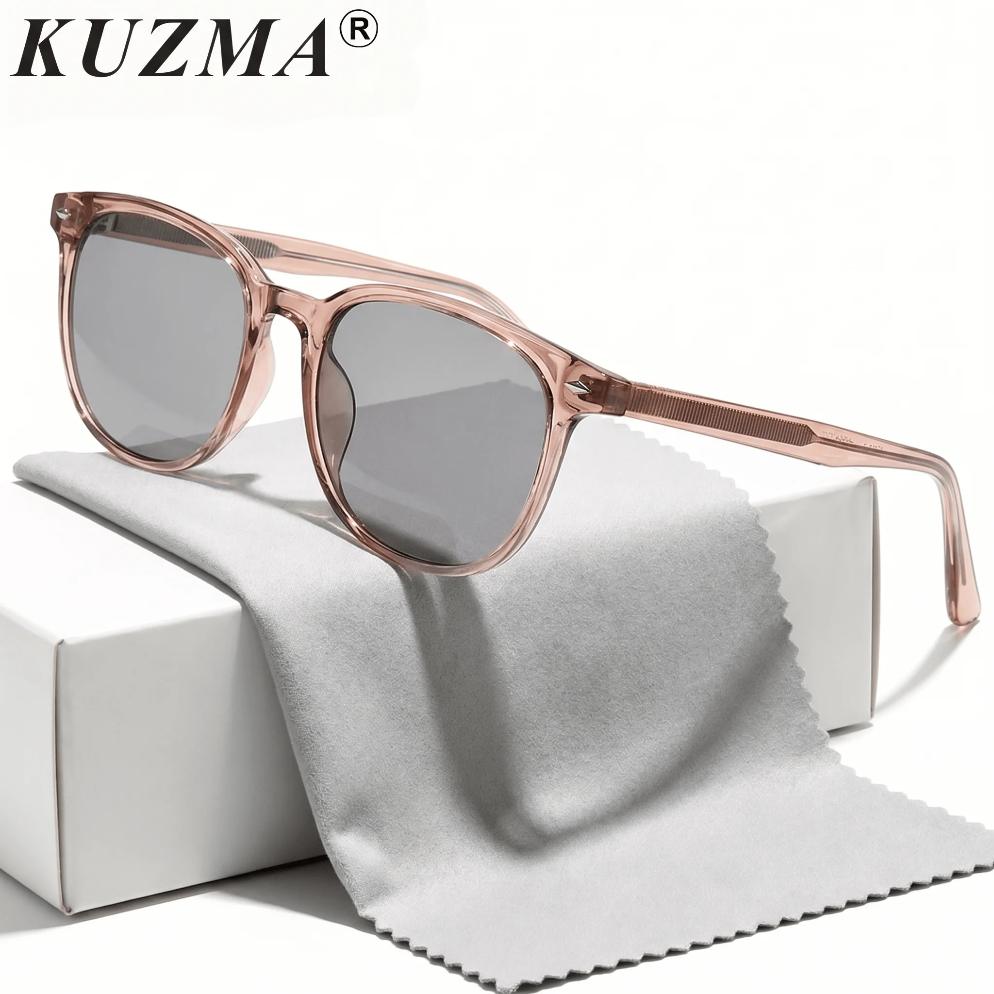 

KUZMA Large-Frame Fashionable Sunglasses Rice-Colored Nail-Like Frame Flat Stitching Trendy Driving Glasses